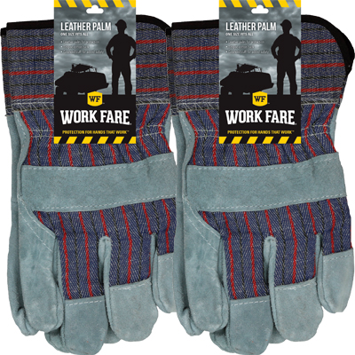 Work Fare Leather Palm Safety Cuff Large Gloves