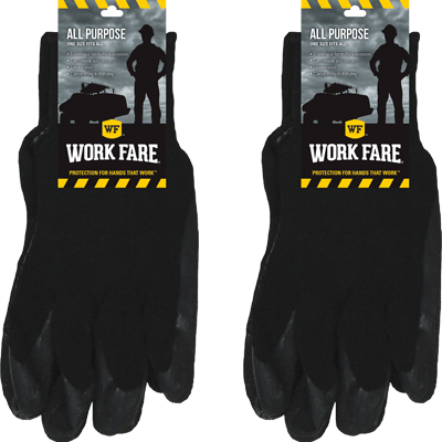 Work Fare Latex Dipped Gloves - Black